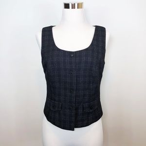 Vintage Alex De Bolzan Blue Wool Blend Plaid Vest